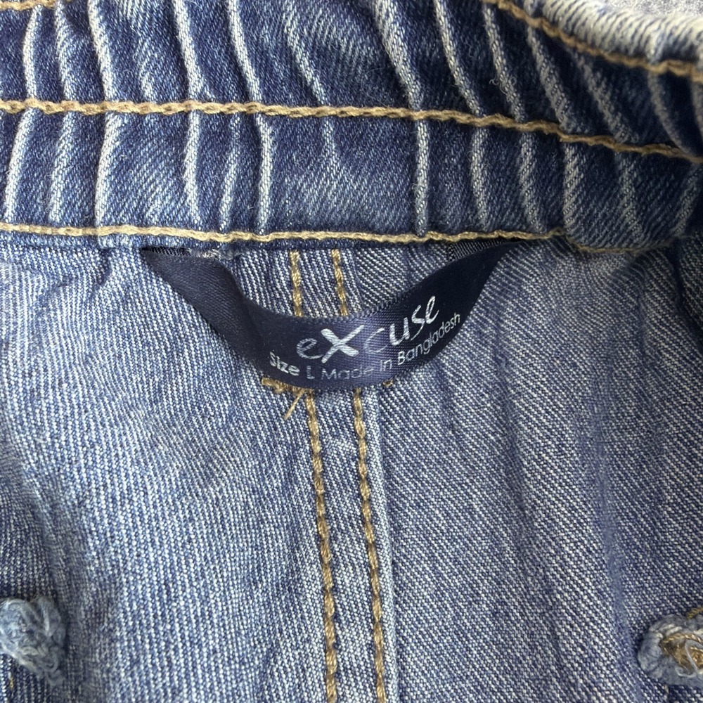 Excuse Jeans Womens Size L 30x28 Blue Straight Elastic Waist Cargo Pockets Baggy - Picture 4 of 9